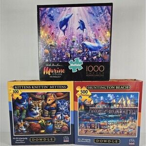 Dowdle Buffalo 300 500 1000 Piece Puzzles Marine 3 Complete Sets